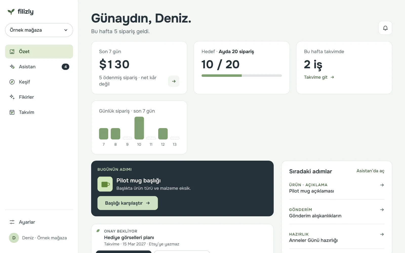 Filizly web uygulaması özeti